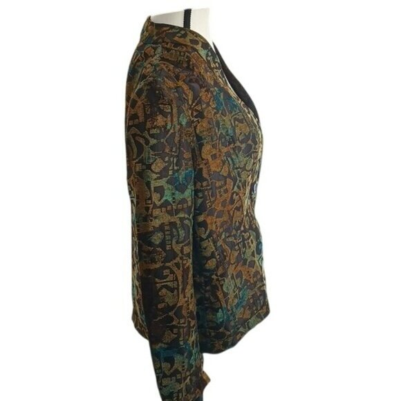 Coldwater Creek Blazer Brown Intricate Pattern 2 Button Long Sleeve Size S - Picture 4 of 7